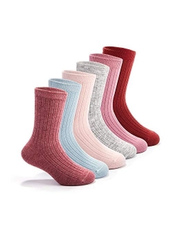 Mardonskey Kids Wool Socks Boys Winter Warm Socks Thicken Thermal Crew Socks for Boys 6 Pairs