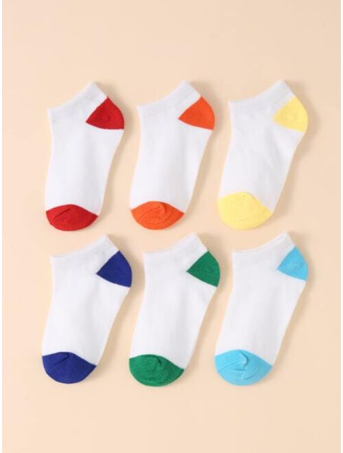 Shein 6pairs Toddler Kids Color Block Socks