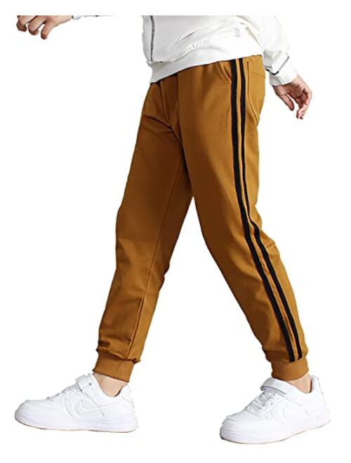 Yameekamulga Boy's Cotton Comfy Tapered Sweatpants Casual Daily Outdoor Kids' Jogging Running Pants for All Seasons