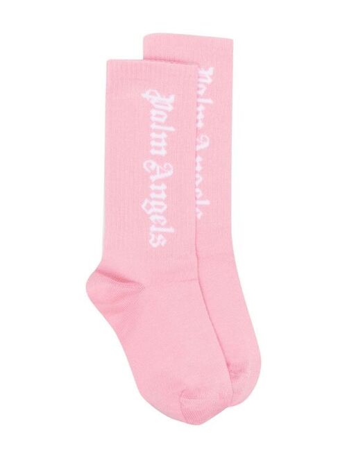 Palm Angels Kids logo print ribbed socks