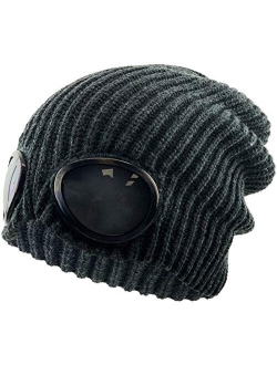 KBETHOS Goggle Lens Beanie Ribbed Knit Cuffed Winter Ski Hat Skull Cap Sunglass