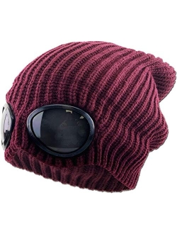 KBETHOS Goggle Lens Beanie Ribbed Knit Cuffed Winter Ski Hat Skull Cap Sunglass
