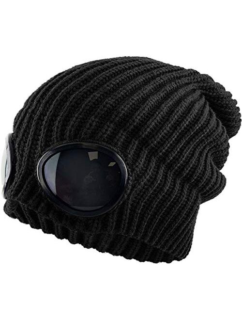 KBETHOS Goggle Lens Beanie Ribbed Knit Cuffed Winter Ski Hat Skull Cap Sunglass