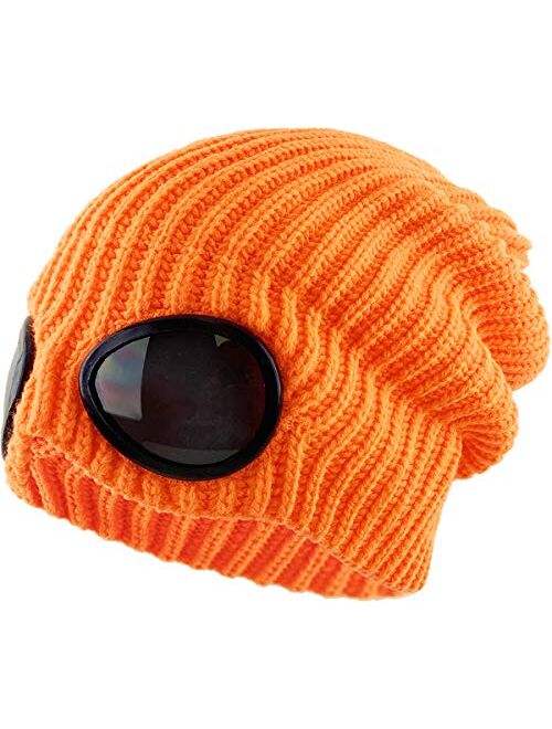 KBETHOS Goggle Lens Beanie Ribbed Knit Cuffed Winter Ski Hat Skull Cap Sunglass