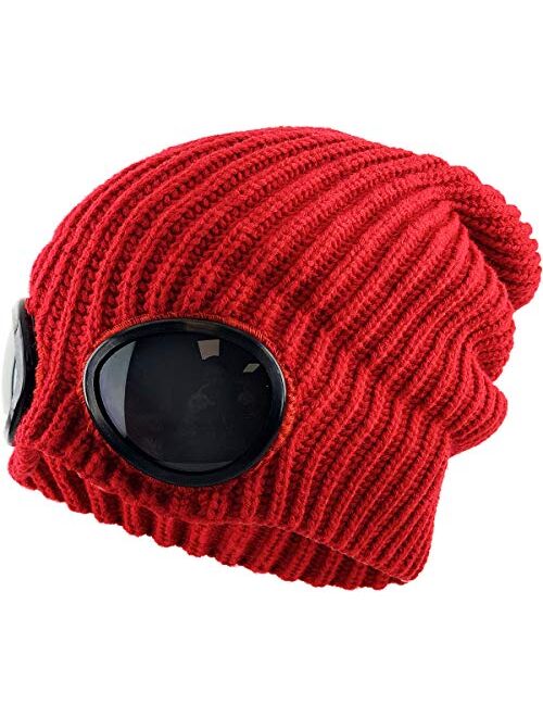 KBETHOS Goggle Lens Beanie Ribbed Knit Cuffed Winter Ski Hat Skull Cap Sunglass