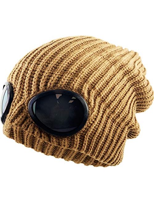 KBETHOS Goggle Lens Beanie Ribbed Knit Cuffed Winter Ski Hat Skull Cap Sunglass