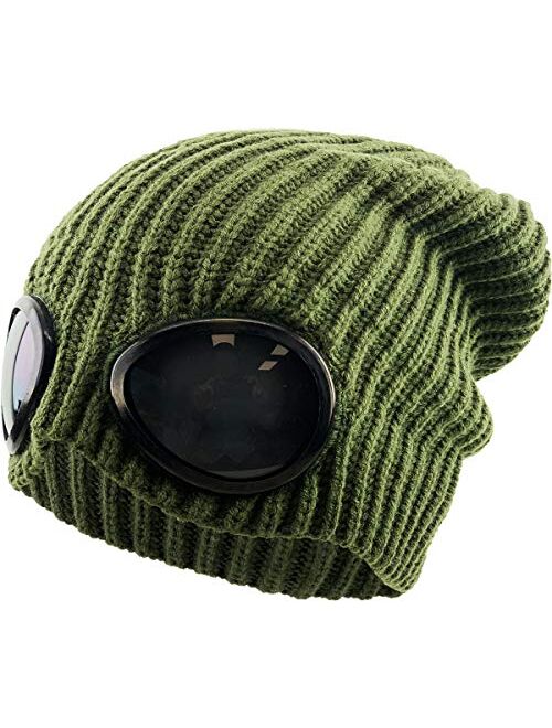 KBETHOS Goggle Lens Beanie Ribbed Knit Cuffed Winter Ski Hat Skull Cap Sunglass