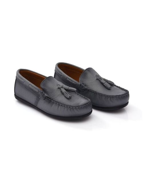 Moustache tassel-front faux leather loafers