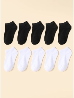 10pairs Toddler Kids Solid Ankle Socks