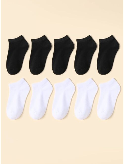 Shein 10pairs Toddler Kids Solid Ankle Socks