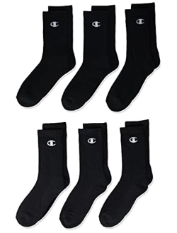 unisex-child Champion Kids' 6-pack Crew Socks