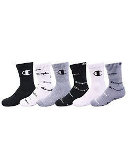 unisex-child Champion Kids' 6-pack Crew Socks