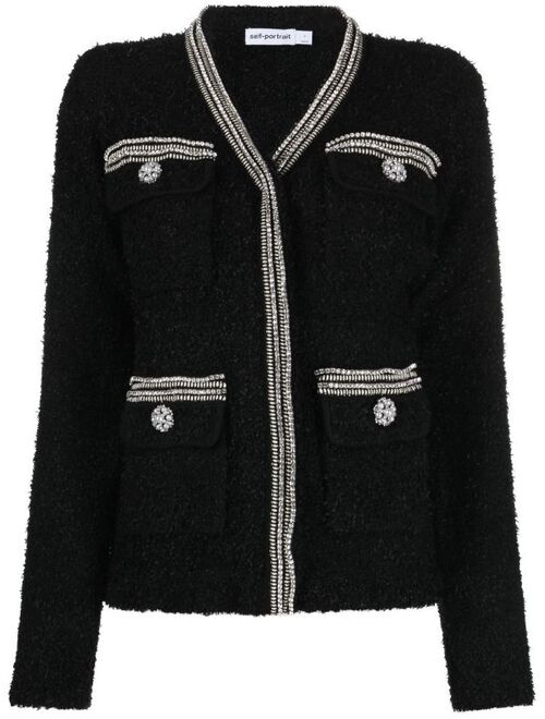 Self-Portrait crystal-embellished boucle jacket