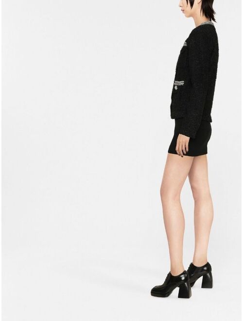 Self-Portrait crystal-embellished boucle jacket