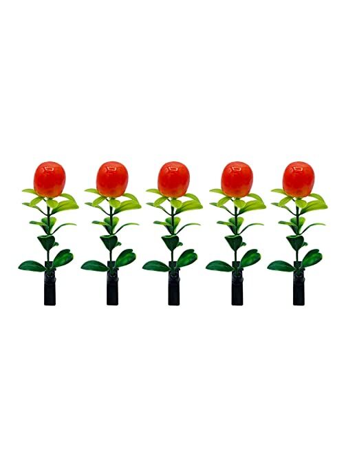 Huai Chao Hair Barrettes Simulated Plant Small Hair Clips 5 Pack Green Leaves+Red Pepper Hairpins Hair Accessories Decorations