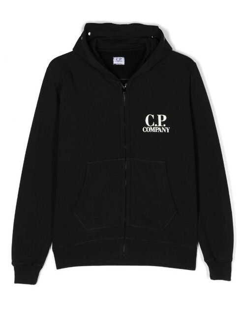 C.P. Company Kids TEEN logo-print zipped hoodie