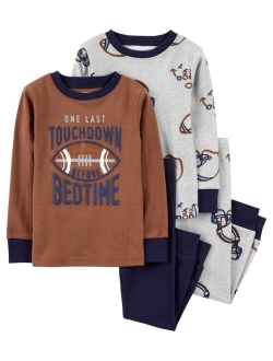 Toddler Boys Long Sleeve T-shirt and Pajama, 4-Piece Set