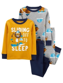 Toddler Boys Moose Snug Fit Pajama, 4 Piece Set