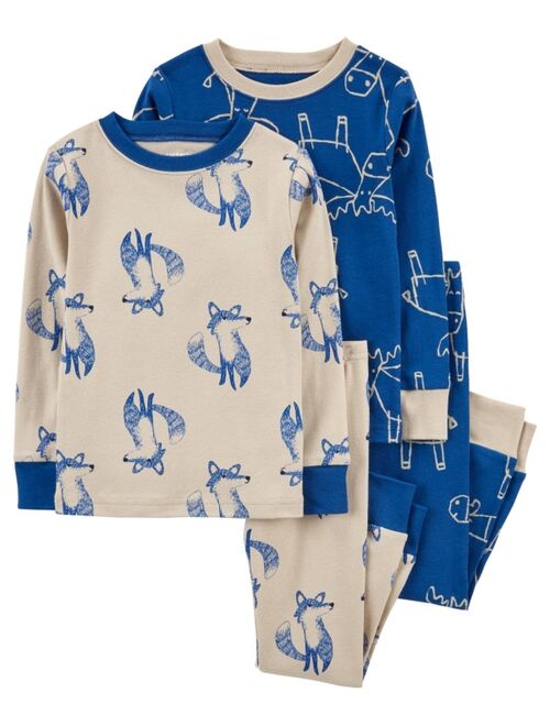 Carter's Toddler Boys Moose Snug Fit Pajama, 4 Piece Set