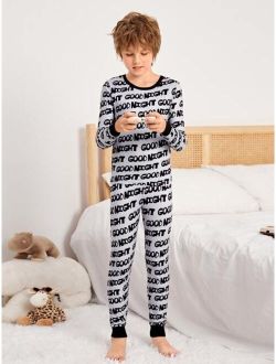 Boys Slogan Graphic Snug Fit PJ Set