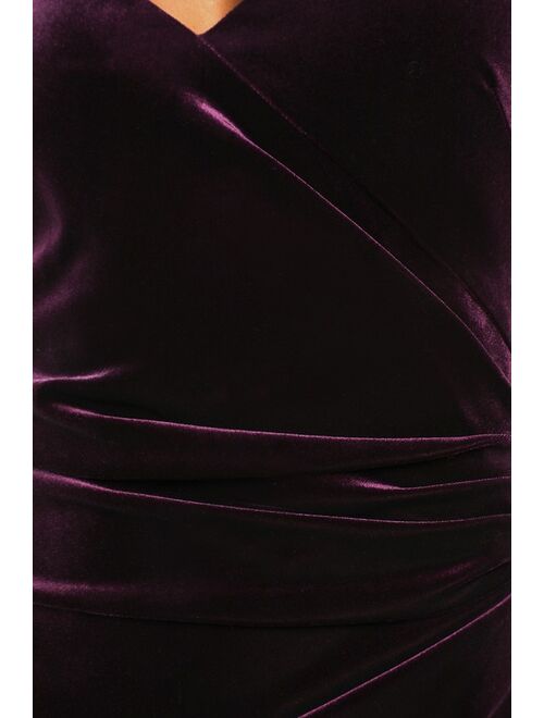 Lulus Mystical Moment Purple Velvet Long Sleeve Backless Maxi Dress