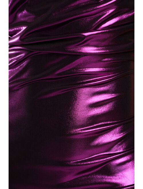 Lulus Glow For Me Purple Metallic Cowl Neck Maxi Dress