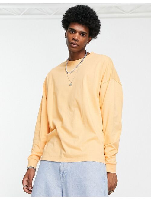 ASOS DESIGN long sleeve oversized T-shirt in apricot