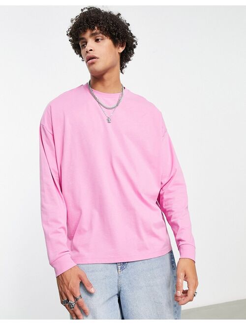 ASOS DESIGN long sleeve oversized T-shirt in pink