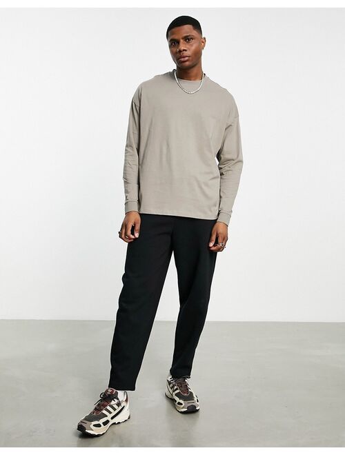 ASOS DESIGN oversized long sleeve T-shirt in beige