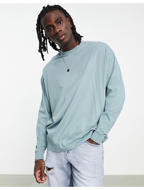 ASOS DESIGN oversized long sleeve t-shirt in washed blue