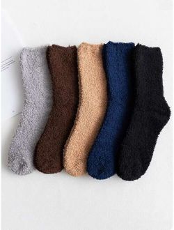5pairs Men Simple Fuzzy Socks