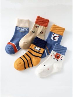 5pairs Baby Cartoon Graphic Socks