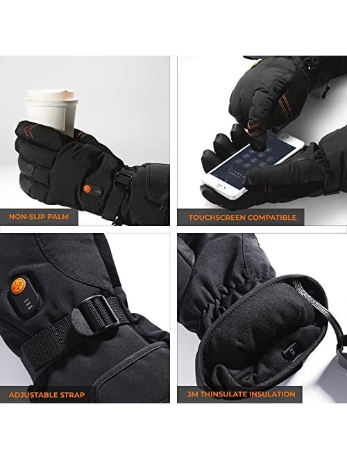 ORORO Heated Gloves for Men and Women, Rechargeable Electric Gloves for Hiking, Skiing, Motorcycle