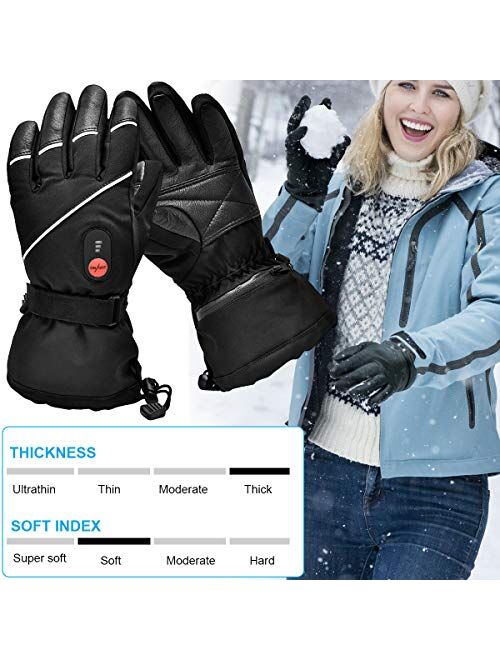 Snow Deer Upgraded Heated Gloves Men Women,Ski Motorcycle Electric Battery Mittens Gloves