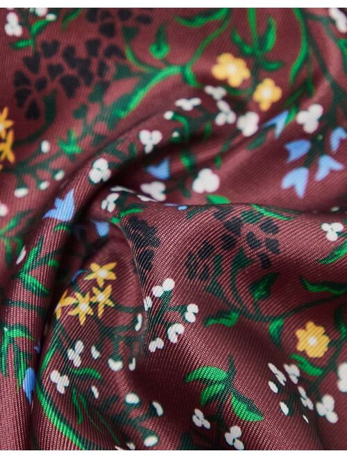 ASOS DESIGN pocket square in burgundy floral