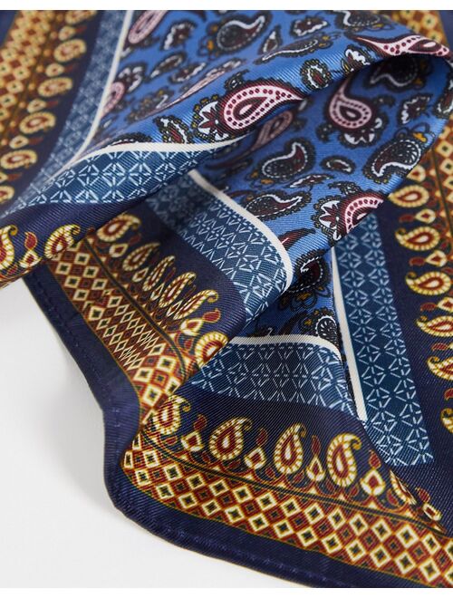 ASOS DESIGN pocket square with paisley print in navy