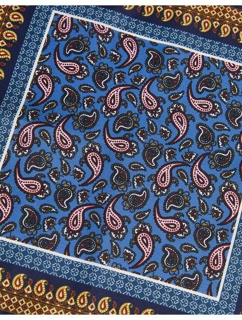 ASOS DESIGN pocket square with paisley print in navy