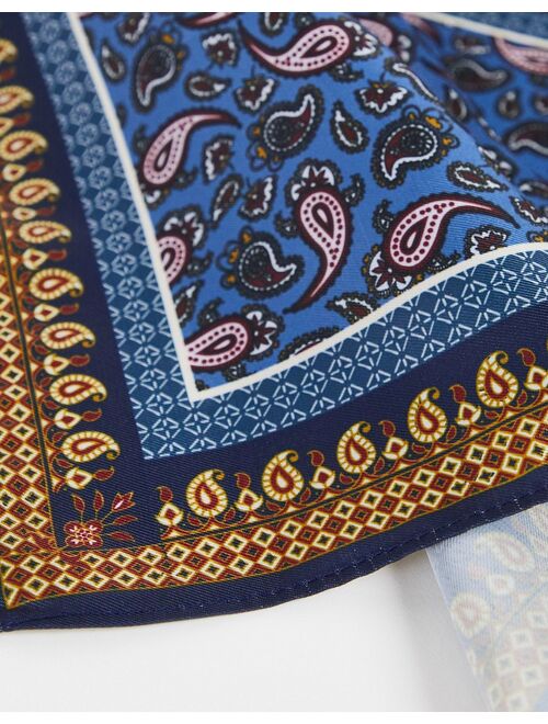 ASOS DESIGN pocket square with paisley print in navy