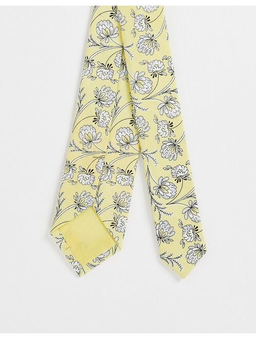 Gianni Feraud pocket square and tie set in yellow floral