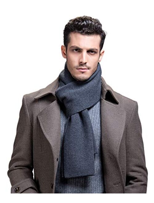 RIONA Men's 100 Australian Merino Wool Scarf Knitted Soft Warm Neckwear with Gift Box