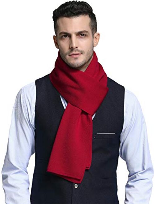 RIONA Men's 100 Australian Merino Wool Scarf Knitted Soft Warm Neckwear with Gift Box