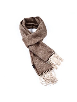 A.WAVE Softer than Cashmere Wool Touch Tassel Ends Plaid Check Solid Scarf