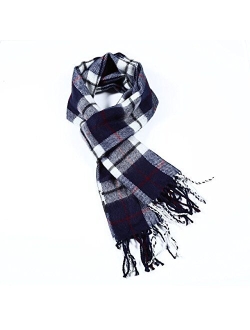 A.WAVE Softer than Cashmere Wool Touch Tassel Ends Plaid Check Solid Scarf