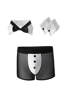 EDENIGHT Mens Butler Lingerie Underwear Waiter Gentleman Halloween Costume Cosplay Outfits