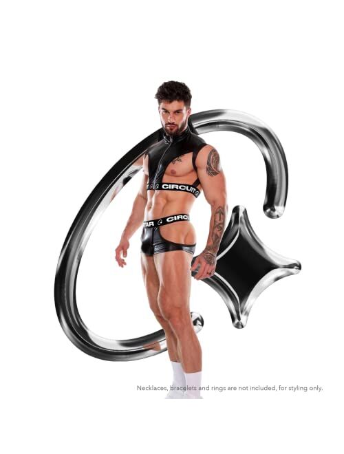 Circuit Star sexy PU crop top underwear jockstrap for men Circuit Party police halloween costume set