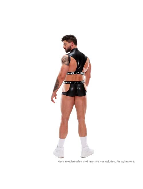 Circuit Star sexy PU crop top underwear jockstrap for men Circuit Party police halloween costume set