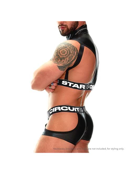 Circuit Star sexy PU crop top underwear jockstrap for men Circuit Party police halloween costume set