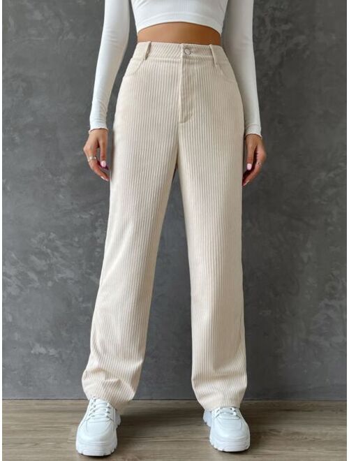 Shein Straight Leg Corduroy Pants