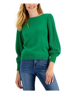 Pointelle Blouson-Sleeve Sweater, Created for Macy's