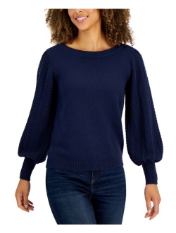 Pointelle Blouson-Sleeve Sweater, Created for Macy's